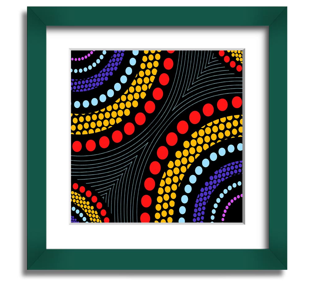 Aboriginal Pattern 11 Square Framed Print showcasing intricate designs in a stylish frame.
